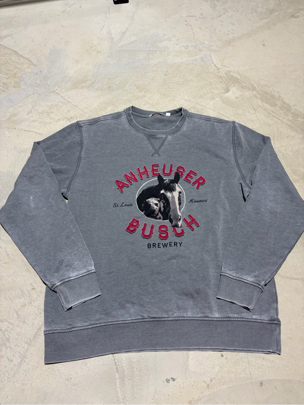 Anheuser busch camp David Gray Crewneck Sweatshirt Horse XL